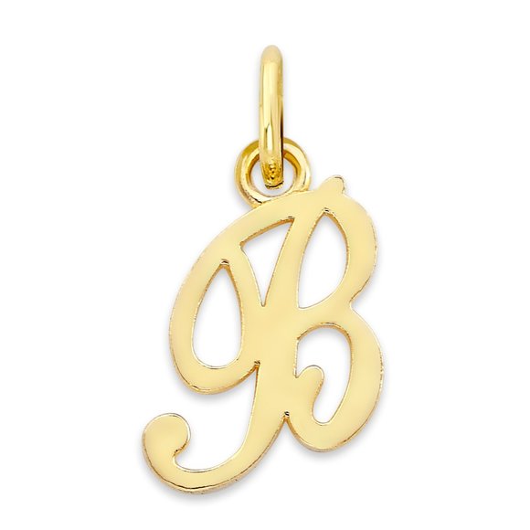 10K Gold Script Letter "B" Initial Pendant – Elegant Personalized Jewelry - Picture 1 of 5